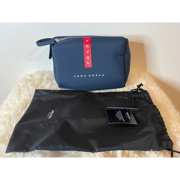 Prada Other - Prada Luna Rossa Navy Blue Toiletry Bag Pouch Wristlet LD3128 New